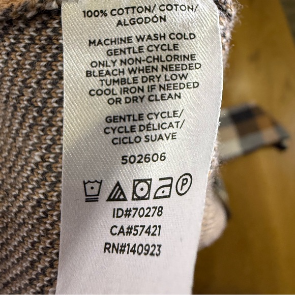 LOFT Plaid checked Open Front Sweater Cardigan Neutral Plaid Women’s Size Medium - Picture 6 of 6